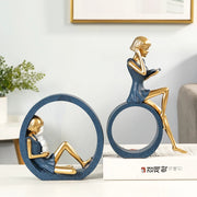 creative idea home accessories desk decoration Reading girl décoration miniature handicraft home decoration accessories  decor
