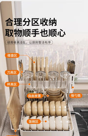 Kitchen Dish Draining Rack, Home Bowl and Plate Organizer, Countertop Storage Shelf, Multifunctional Dishware Organizer