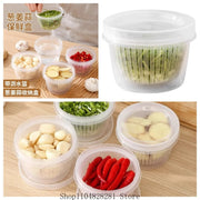 Kitchen onion, ginger, garlic circular storage box, household portable refrigerator with lid, fruit storage box, food drain box