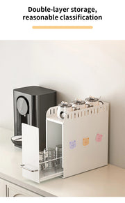 Kitchen Spice Organizer Kitchen Pull Out Seasoning Drawer Rack Countertop Dustproof Cup Storage Rack Multipurpose Spice Cabinet