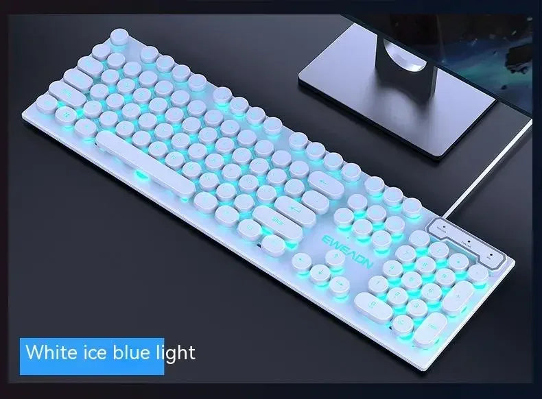 Eweadn GX330 Wired Keyboard Mouse Set Retro Punk ABS Keycaps Gaming Keyboard Mouse Headphones family Office PC Gamer Laptop Gift