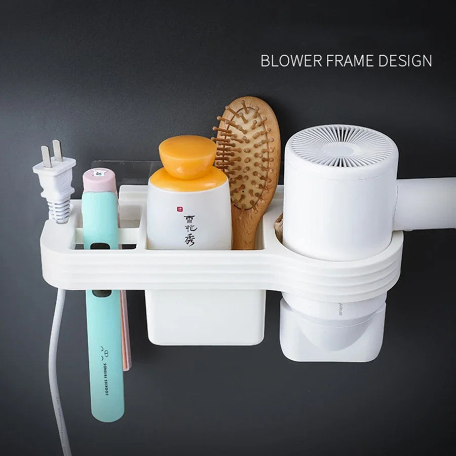 Home Accessory Set Storage Shelf, Holder for Storing Hair Dryer, Curling Iron, Bathroom Organizer