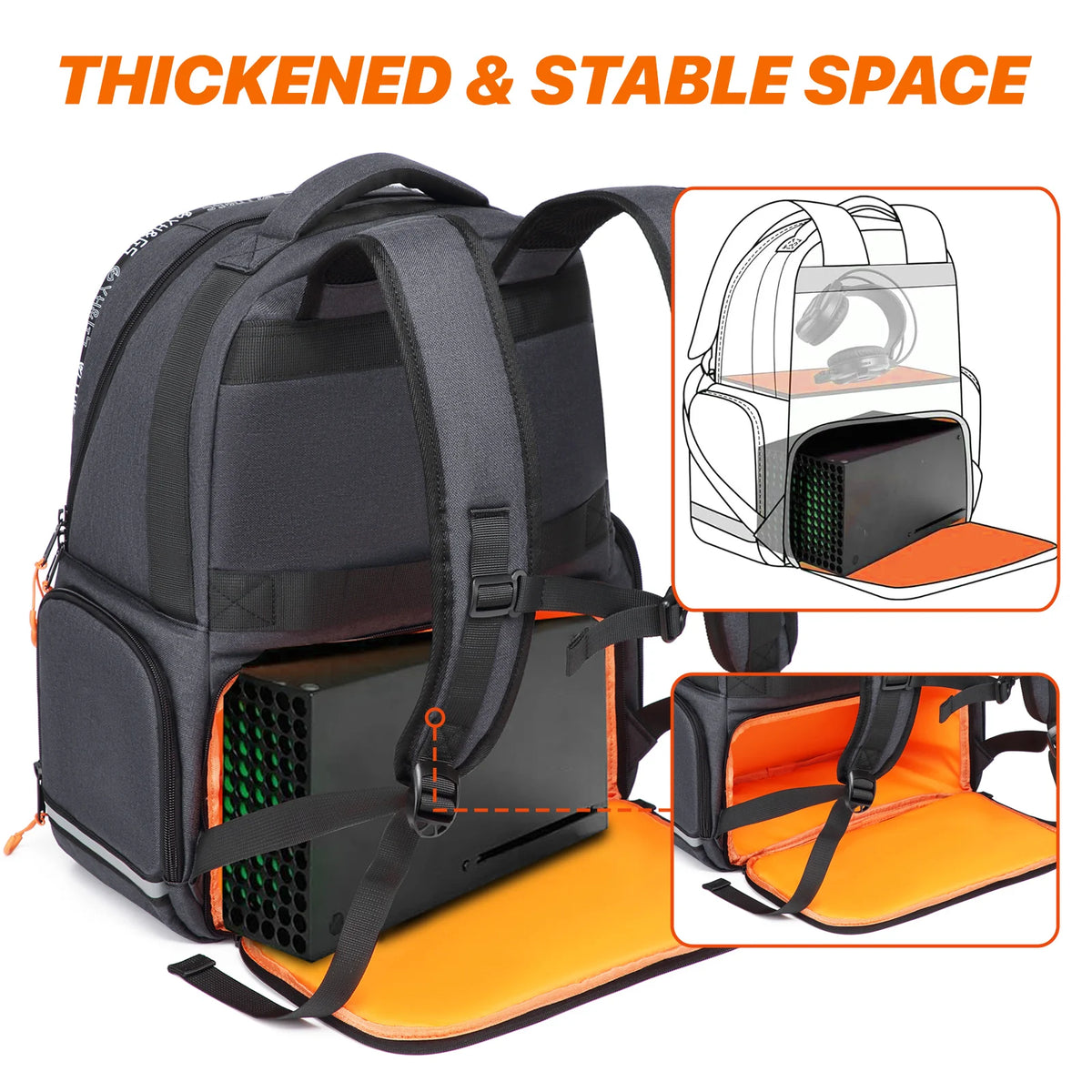 Gaming Backpack Compatible with Xbox Series X/S Console Bag with Separate Storage Console Headset Pockets for Gam Accessories