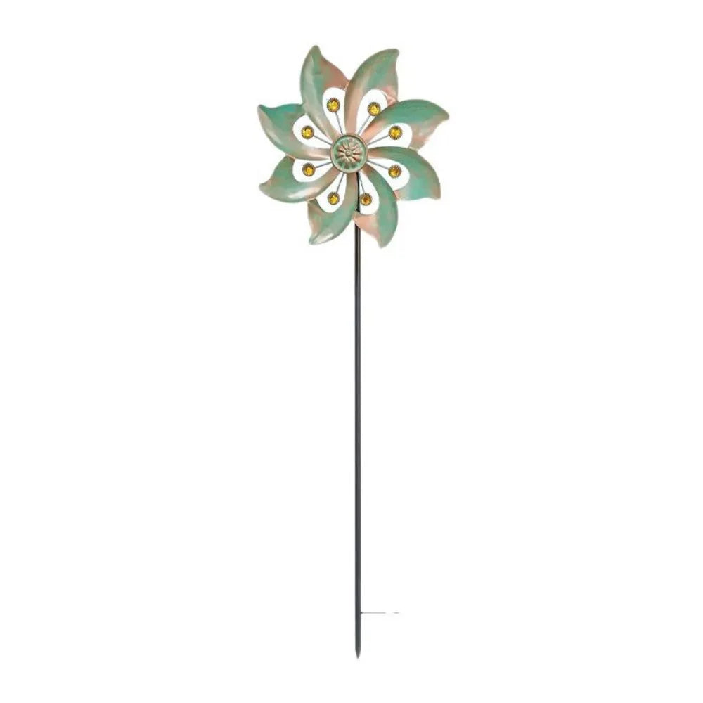 Garden Stake Metal Wind Spinners Creative Durable Gardening Plug Rotating Double Windmill Sculpture Backyard Patio