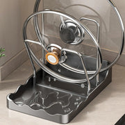 Kitchen Pot Lid Rack No Drill Pot Lid Organizer Kitchen Space Saving Countertop Organizer Rack with Drainage Tray Easy to Clean