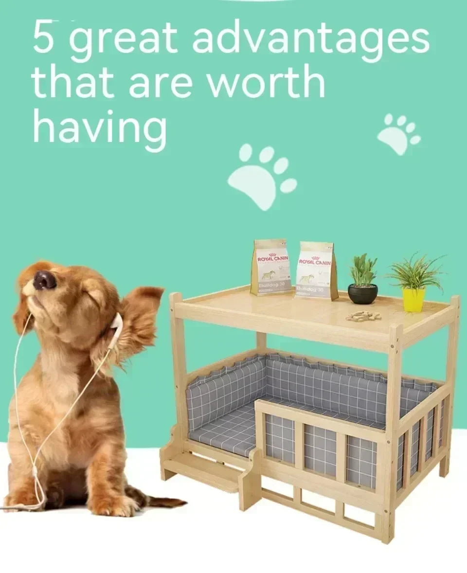 Simple Wooden Dog Bed Multifunctional Bedside Dog House Environmentally Friendly and Practical Pet Bed Light Luxury Dog Room