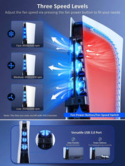 For PS5 Accessories Cooling Fan with LED Light for PS5 Both Disc and Digital Editions Gaming Accessorie Cooling System