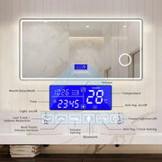 Smart Bathroom Mirror, Toilet, Washroom, Wall Mounted, LED Light Mirror, Anti Fog, Defogging, Bathroom Mirror, with Time Display