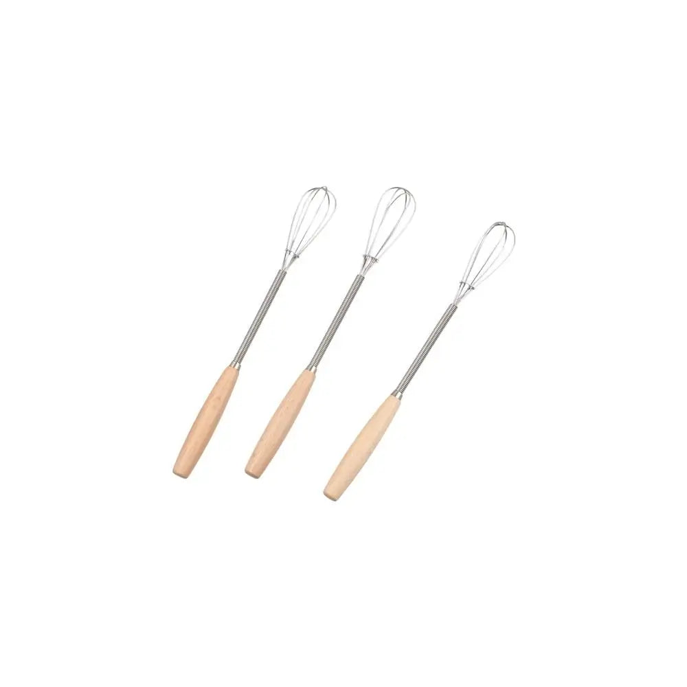 Kitchen Tools Multifunction Stainless Steel Egg Beater Useful Portable Mini Egg Whisk Wooden Handle Manual Egg Beater Baking