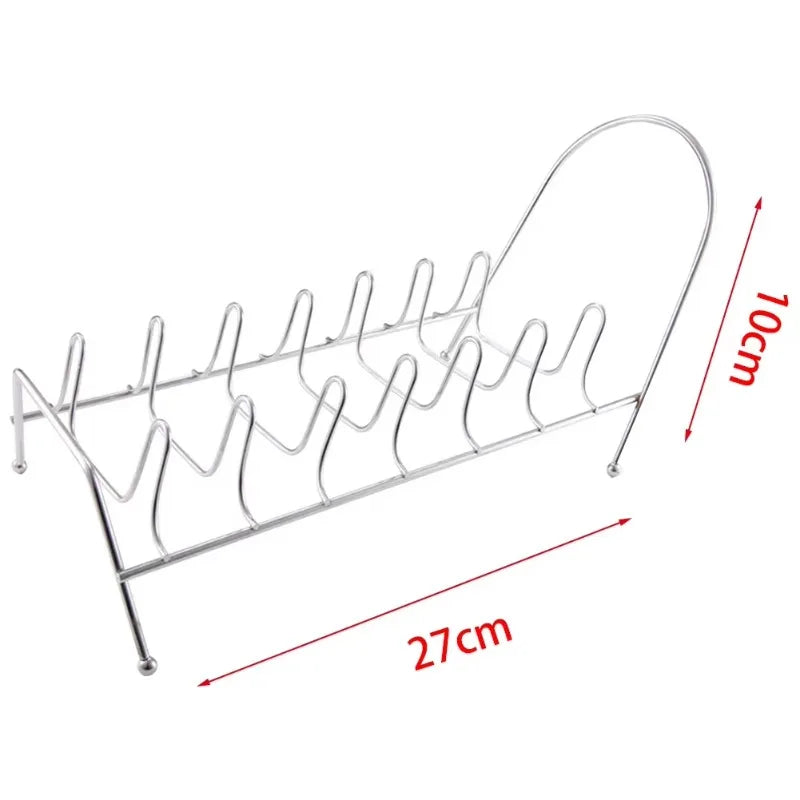 Kitchen Storage Draining 7/9 Slots Pot Lid Dish Rack Plates Metal Bowl Storage Holder Drying Stand Organizer Kitchen Tools