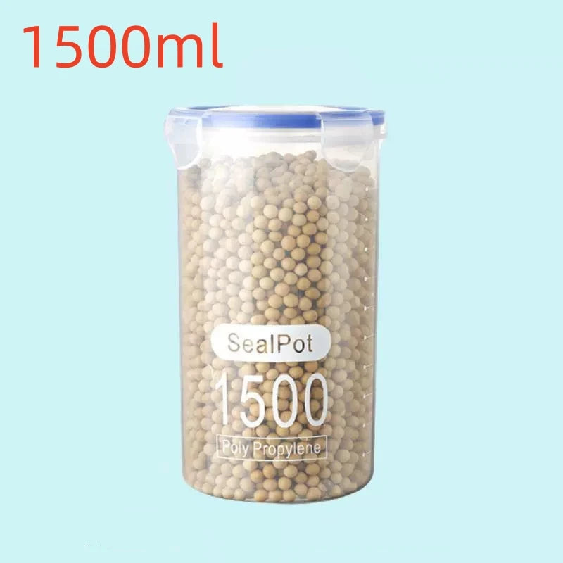 1pc Sealed Storage Box Transparent Kitchen Food Grain Organizer Storage Tank Plastic Large capacity Moisture-proof Sealed Jars