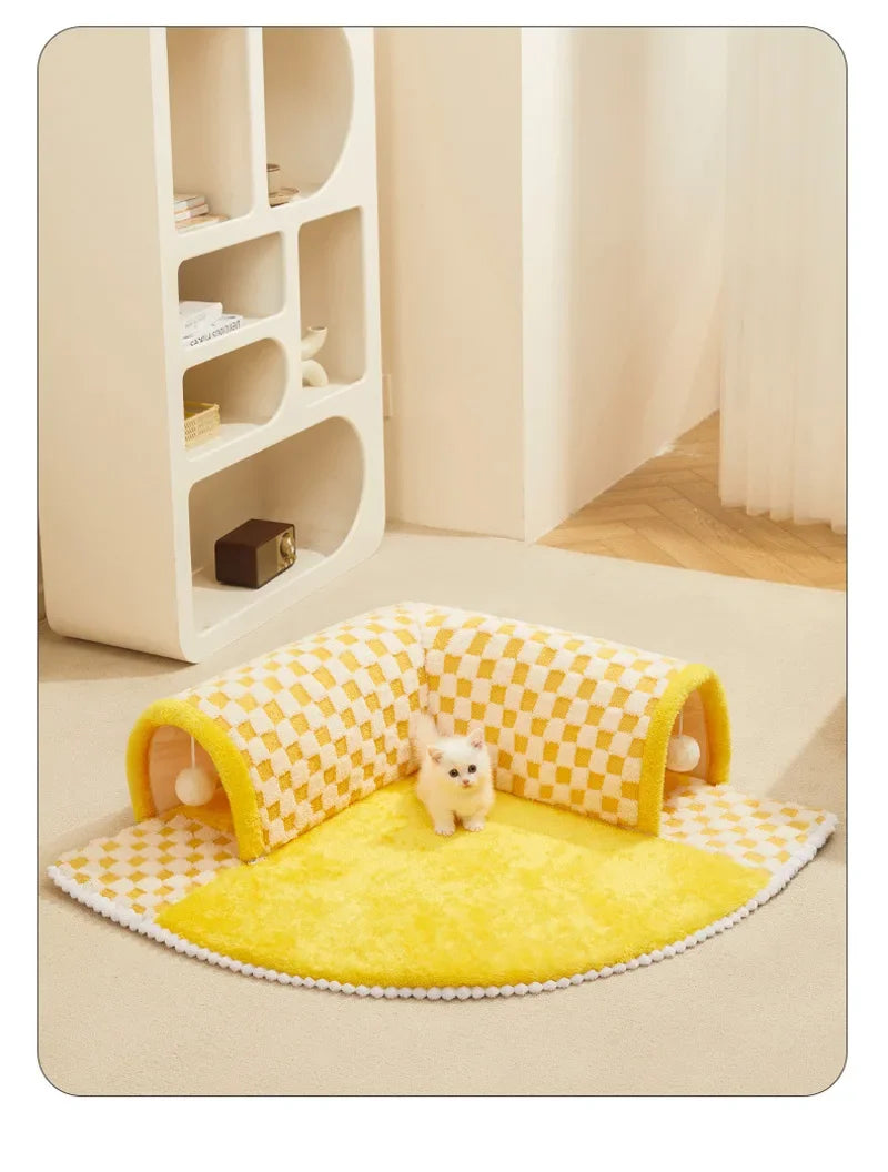 Cat Bed Can Play Cat Tunnel Dog House Bed Kitten Dog Basket Bed Cute Cat House Home Mat Pet Kennel Products Cama Para Gatos