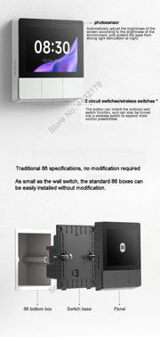 Xiaomi Smart Home Panel 3.23" Touch Screen Switch Central Control Screen Built in Bluetooth Mesh Gateway Works with Mihome App