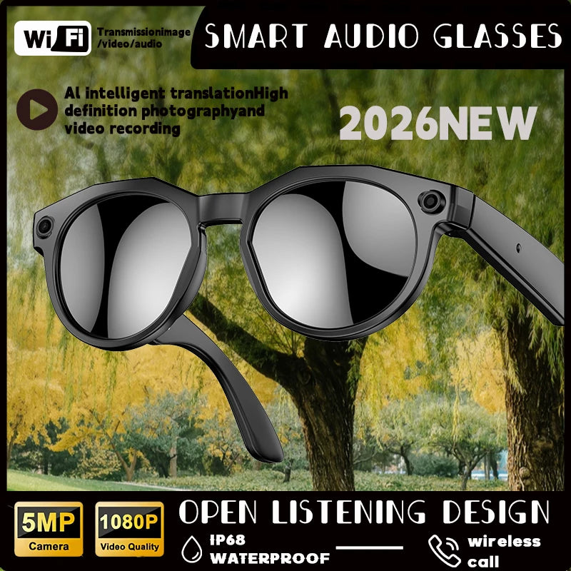 2026New800W Camera AI Glasses Men Color-Changing Smart Translation Glasses Photo Video Recording Waterproof Call SmartSunglasses