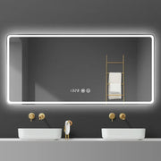 Smart Bathroom Mirror, Toilet, Washroom, Wall Mounted, LED Light Mirror, Anti Fog, Defogging, Bathroom Mirror, with Time Display