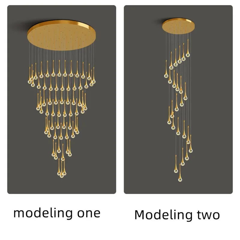Villa Living Room Hanging Lamp Designer Loft Apartment Hotel Lobby Duplex Chandelier Modern Creative Golden Crystal Chandelier