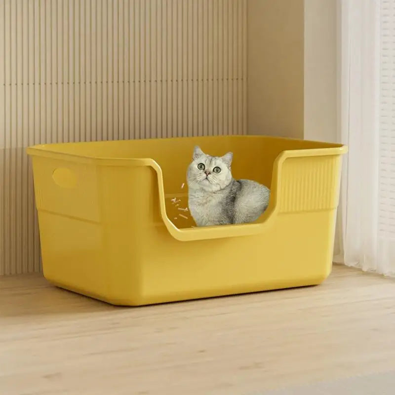 ♥Extra Large Cat Litter Box;Semi-Enclosed & Open Design, Anti-Splash Cat Toilet with High Sides