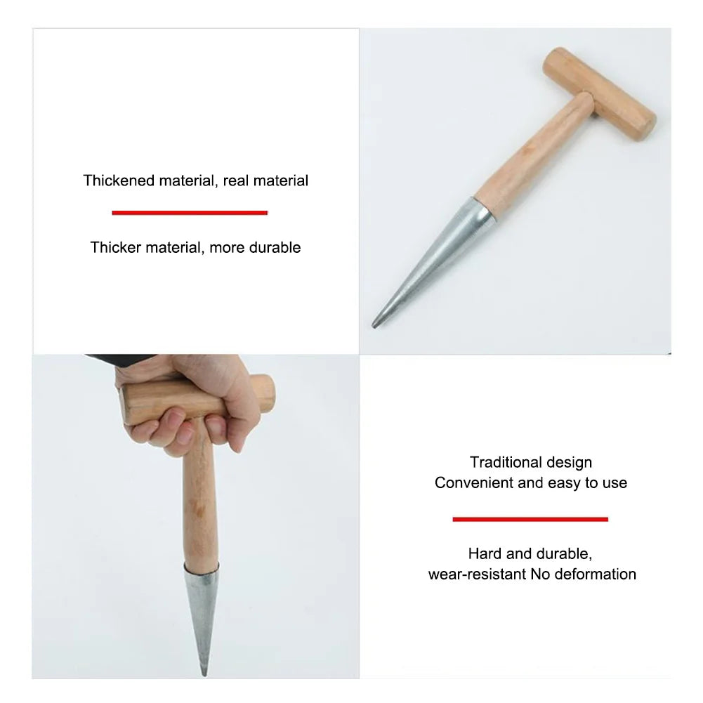 Hand Dibber Garden Tool Stainless Steel Garden Dibber With Wood Handle for Sowing Transplanting Planting Bulb Digging