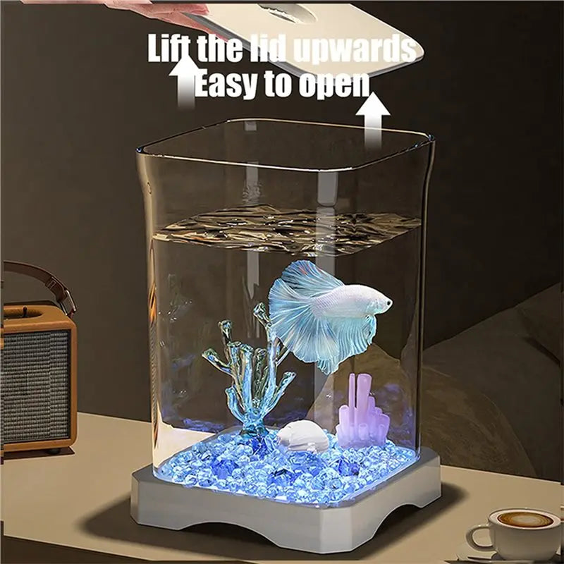 FLYY-Aquariums Accessories Mini Fish Tank Acrylic Home Office Desktop Decorations Ecological Goldfish Tanks Aquarium