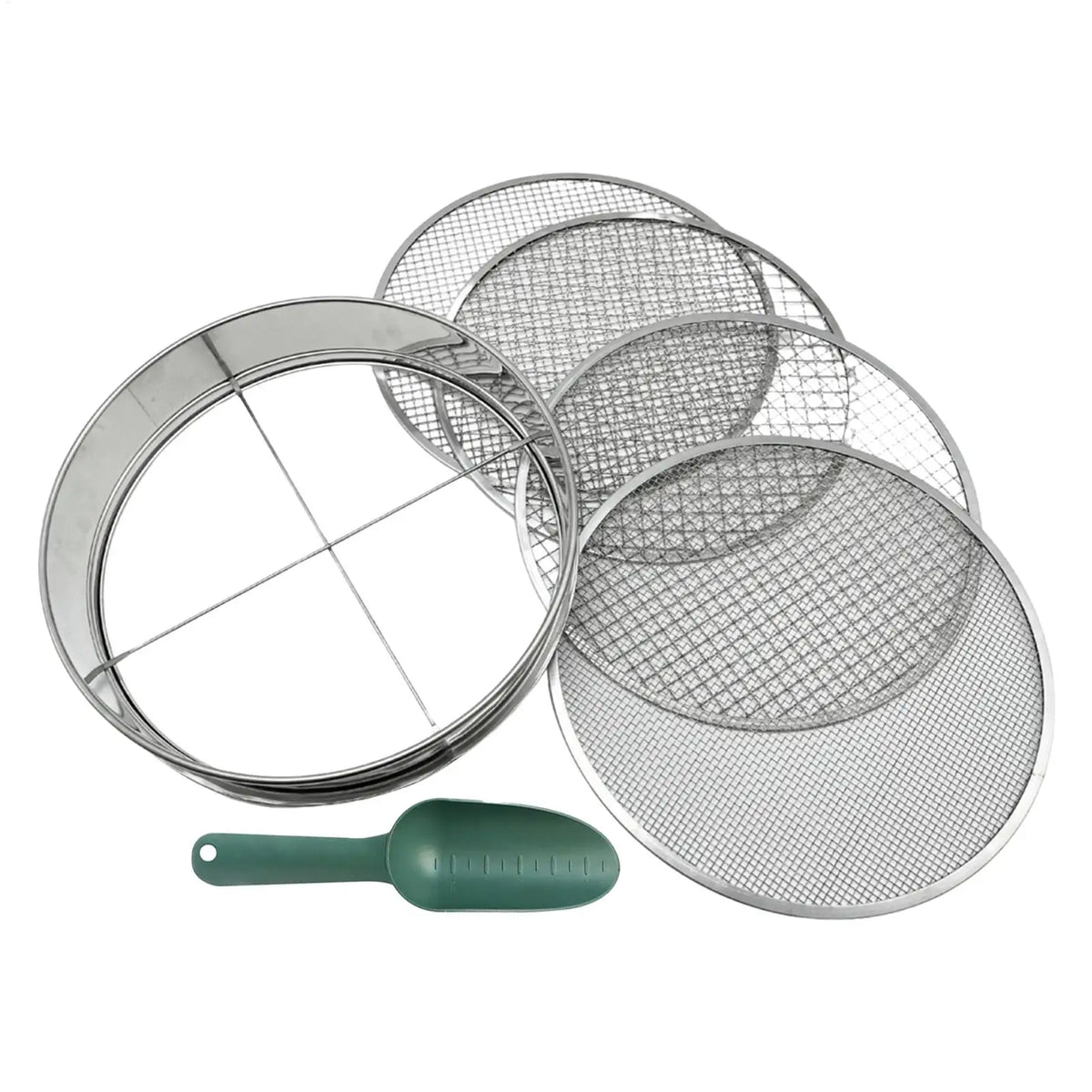 Garden Soil Sifter With 4 Mesh ScreensStainless Steel Rock Sifter Filter Mesh Flower Plant Nursery Soil Sifter For Soil Stone