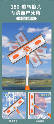 Window Clean Squeegee Mop Soft Microfiber Wiper Telescopic Glass Brush Multi-function Scraper Cleaning Dust Household Clean