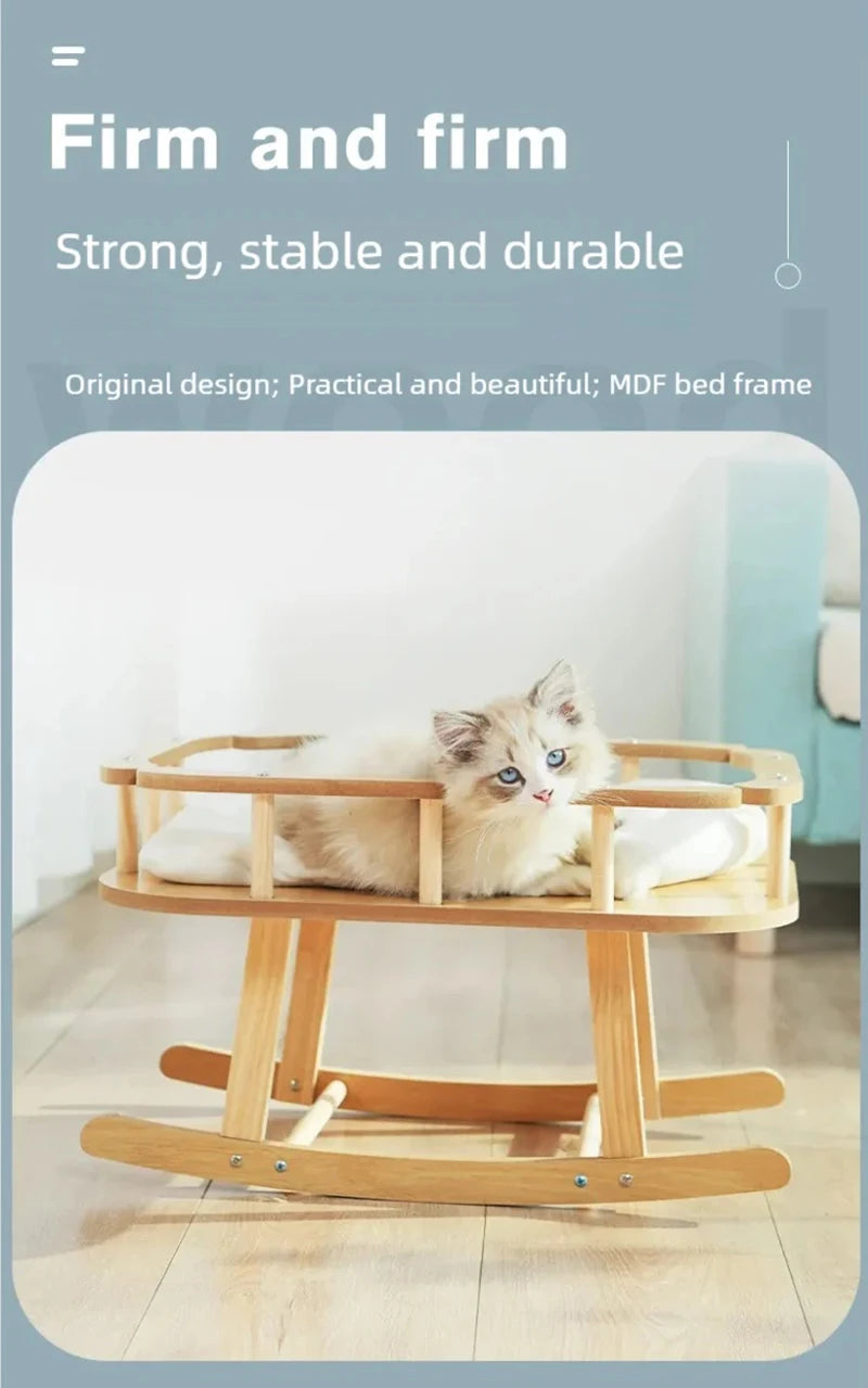 Cat bed, wooden pet hammock, suitable for all seasons, summer, cat swing, simple large rocking bed, cat supplies