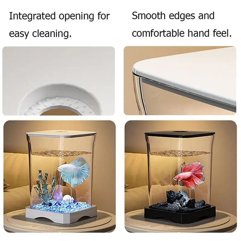 FLYY-Aquariums Accessories Mini Fish Tank Acrylic Home Office Desktop Decorations Ecological Goldfish Tanks Aquarium