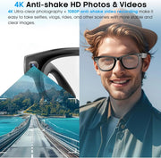 New 8 Million Pixels Camera Smart Glasses Recording Videos AI Photo Recognition Answer Translation Waterproof Blue light Glasses