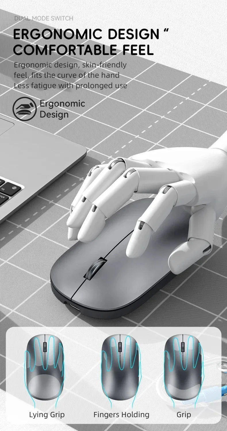 Wireless Mouse Bluetooth Silent 2.4G Dual-mode Type-C Charging Ergonomic Morandi Portable Laptop Office Gaming Mouse