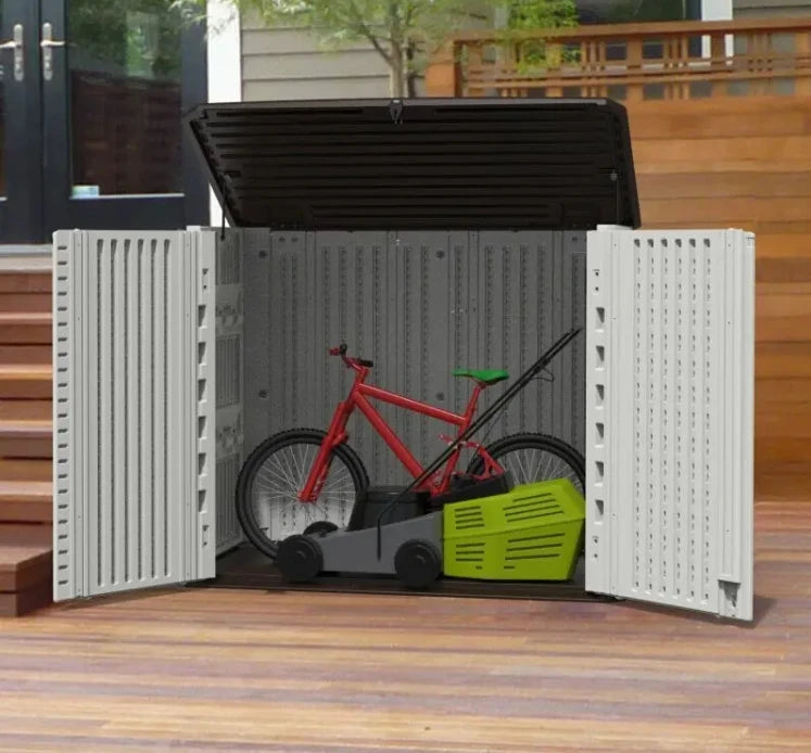 Prefabricated Plastic Outdoor Gardening Workshop Tool Horizontal Storage Shed