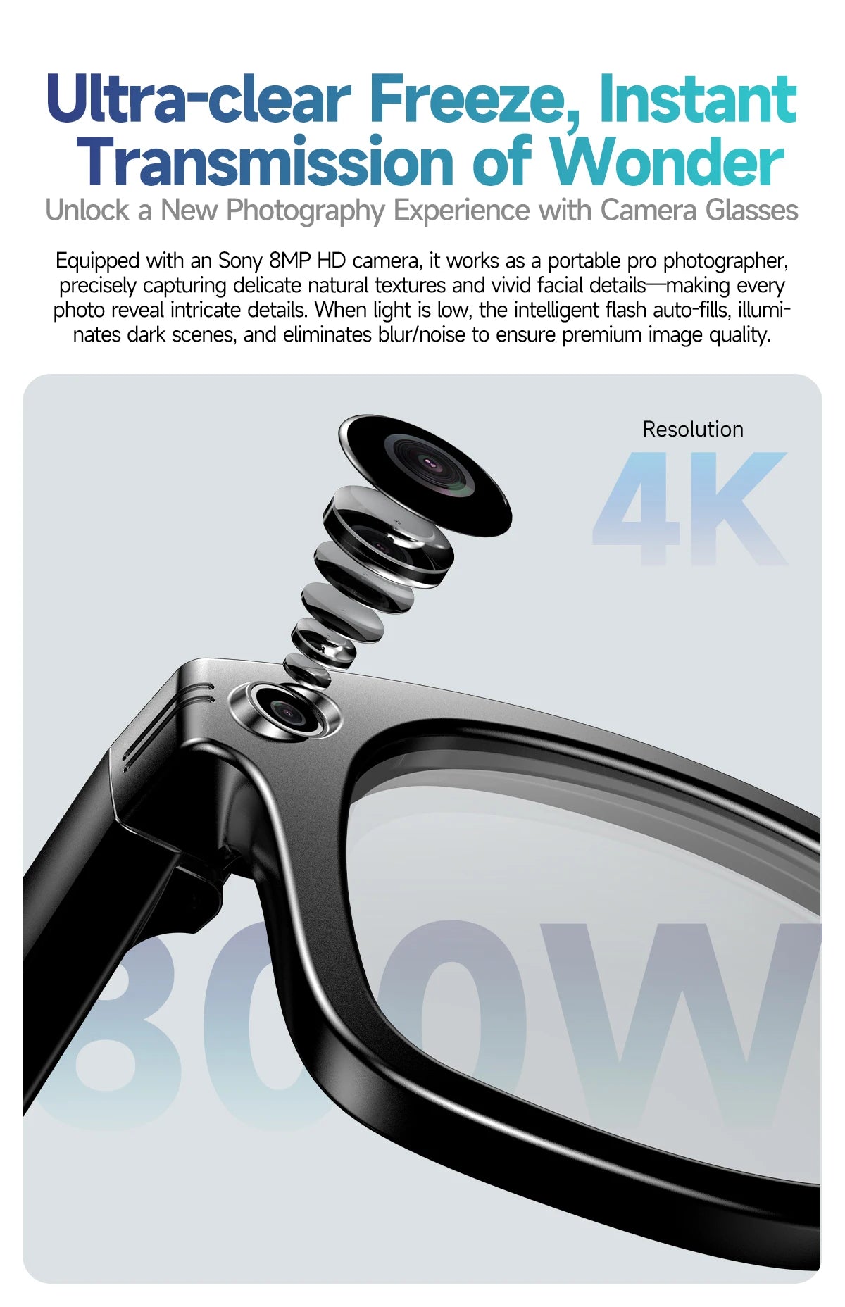 2025 New 800W Pixel HD Camera 32GB Smart Glasses Women Take photo shoot Video AI Translation Recording Waterproof AI Glasses Men