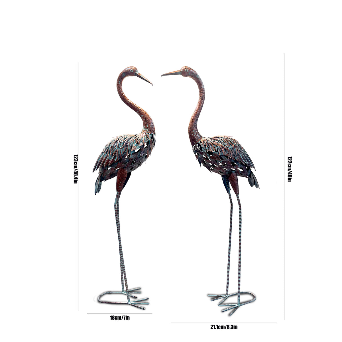 Garden crane statue outdoors, standing heron garden statue, metal tall bird art garden sculpture for patio lawn patio ornaments
