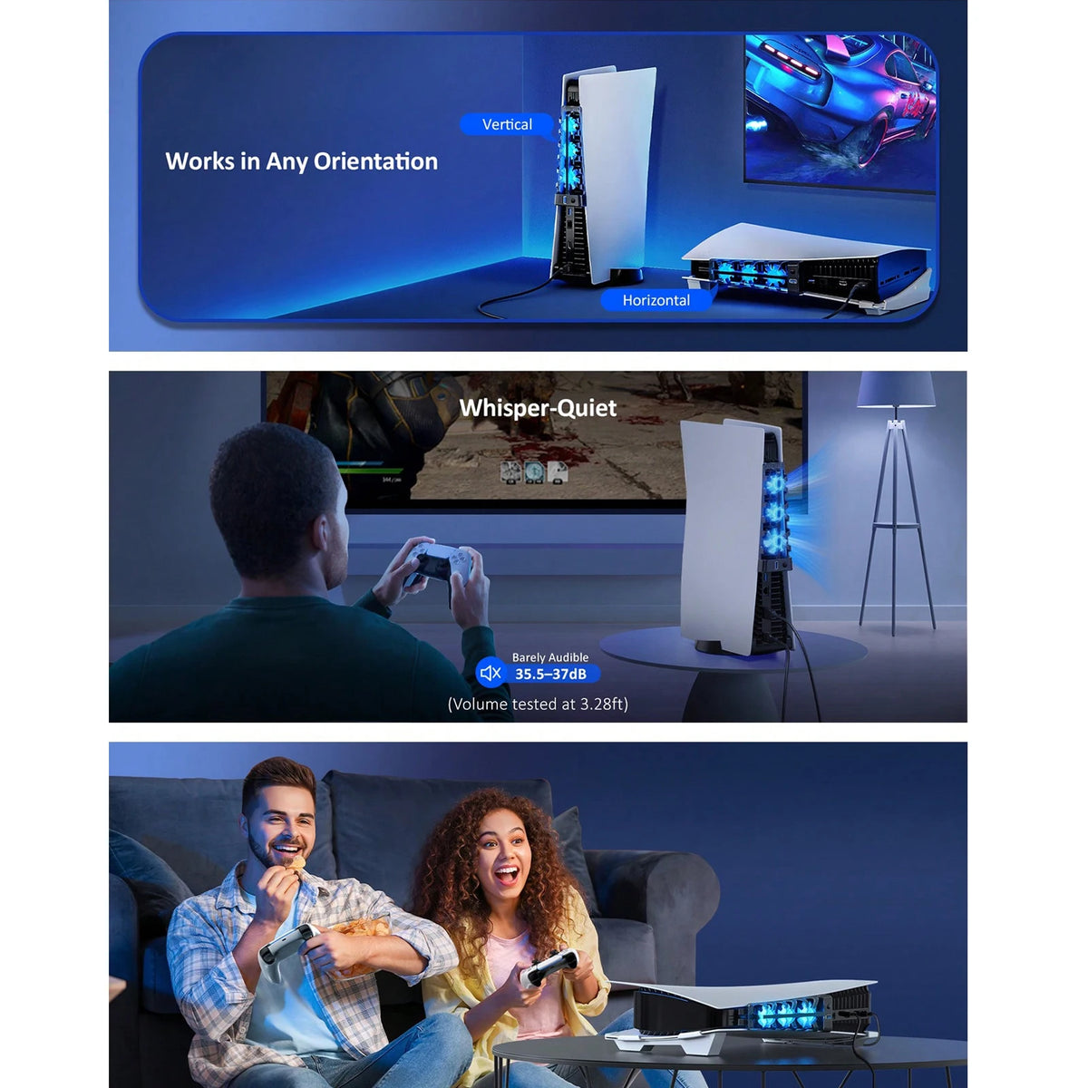 For PS5 Accessories Cooling Fan with LED Light for PS5 Both Disc and Digital Editions Gaming Accessorie Cooling System