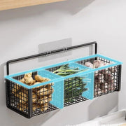 Kitchen Wall Mounted Storage Rack Onion Ginger Garlic Condiments Spice Shelf Punch-Free Vegetable Fruit Drain Basket