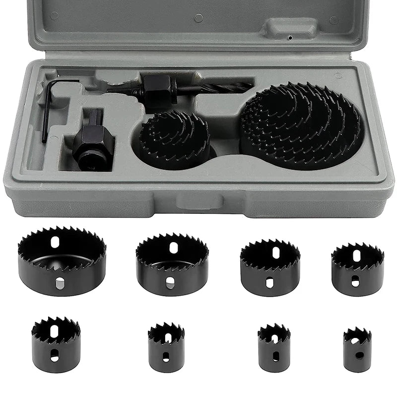 11pcs/set Hole Saw Cutting Set Kit Tools 19-64mm Wood Metal Alloys Circular Round with Case