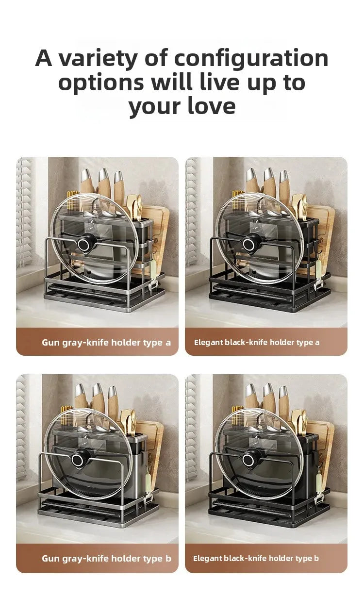 Kitchen Knife Holder Wall Mounted Multifunctional Storage Rack Countertop Cutting Board Rack Cage Tool Storage Rack
