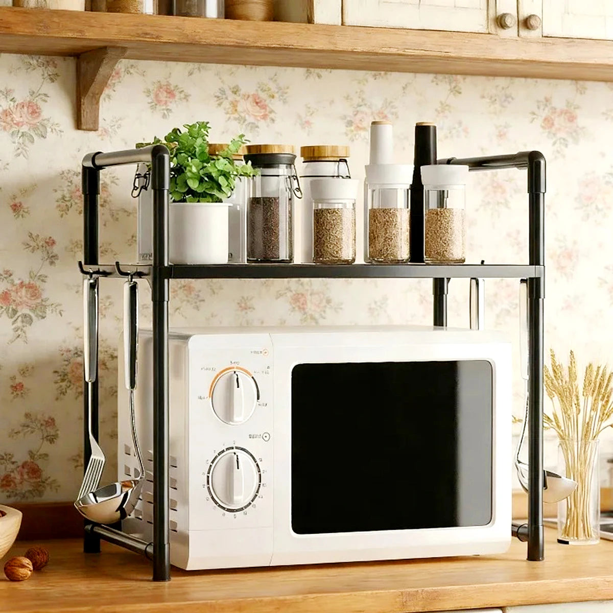 Kitchen Storage Rack Microwave Shelf Condiment Organizer Shelf Multi-Layer Simple Countertop Tidying Shelves Kitchen Accessories