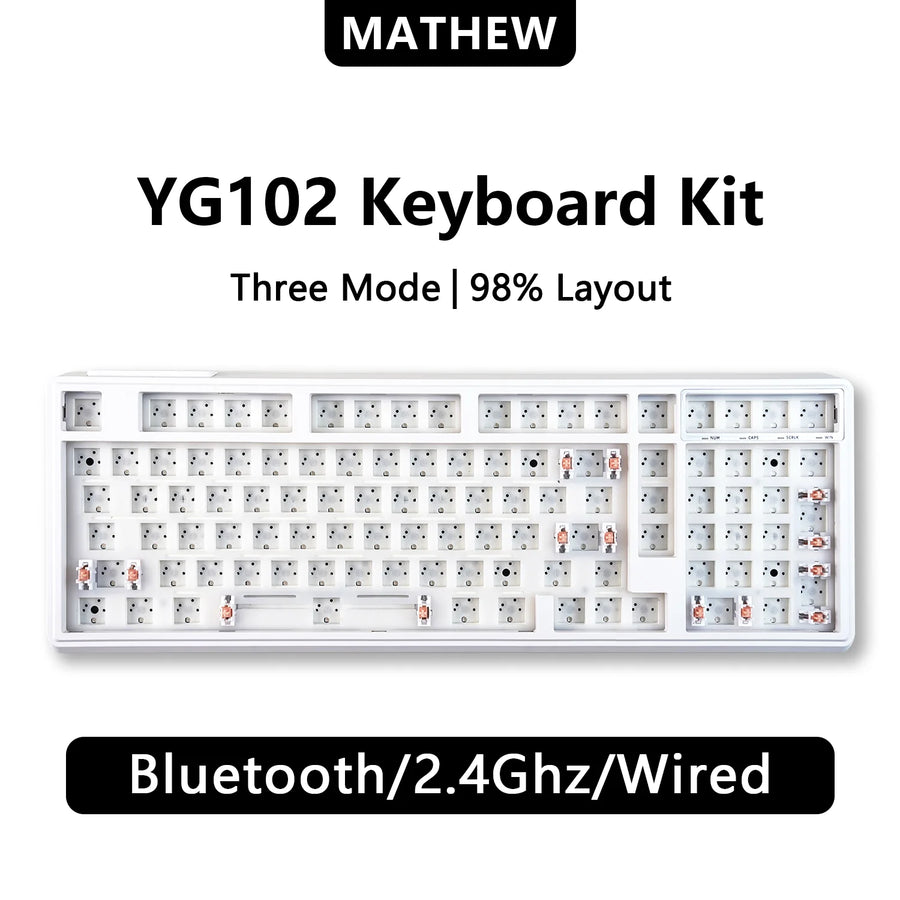YG102 Mechanical Gaming Keyboard Kit, 102 Keys RGB Backlit Programmable Keyboard, 96% Wireless Computer Keyboard with PC Plate