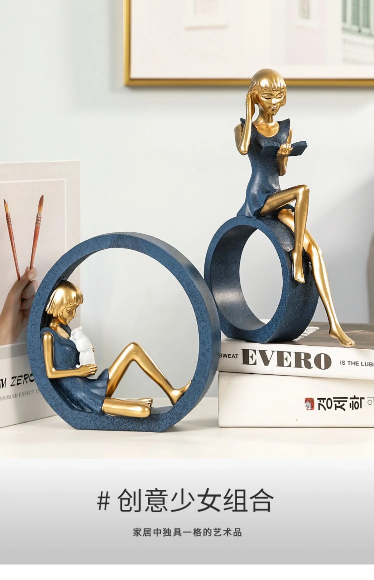 creative idea home accessories desk decoration Reading girl décoration miniature handicraft home decoration accessories  decor