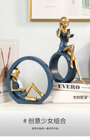 creative idea home accessories desk decoration Reading girl décoration miniature handicraft home decoration accessories  decor