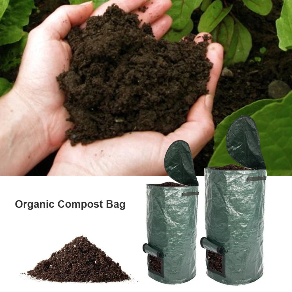 Garden Compost Bag Garbage Can 13.77x23.6in Fine Workmanship Garden Waste Bags Eco Friendly For Courtyard