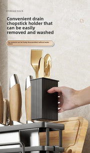 Kitchen Knife Holder Wall Mounted Multifunctional Storage Rack Countertop Cutting Board Rack Cage Tool Storage Rack