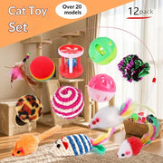 Cat Toy Set Interactive Play Kitten Toys for Indoor Cats Fun Exercise Entertainment Pet Fishing Rod Teaser Wand Plush Mouse