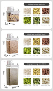 Food Storage Containers  with Measuring Cup Moisture-proof Powder Cereal Storage Tank Detergent Plastic Airtight Kitchen Items
