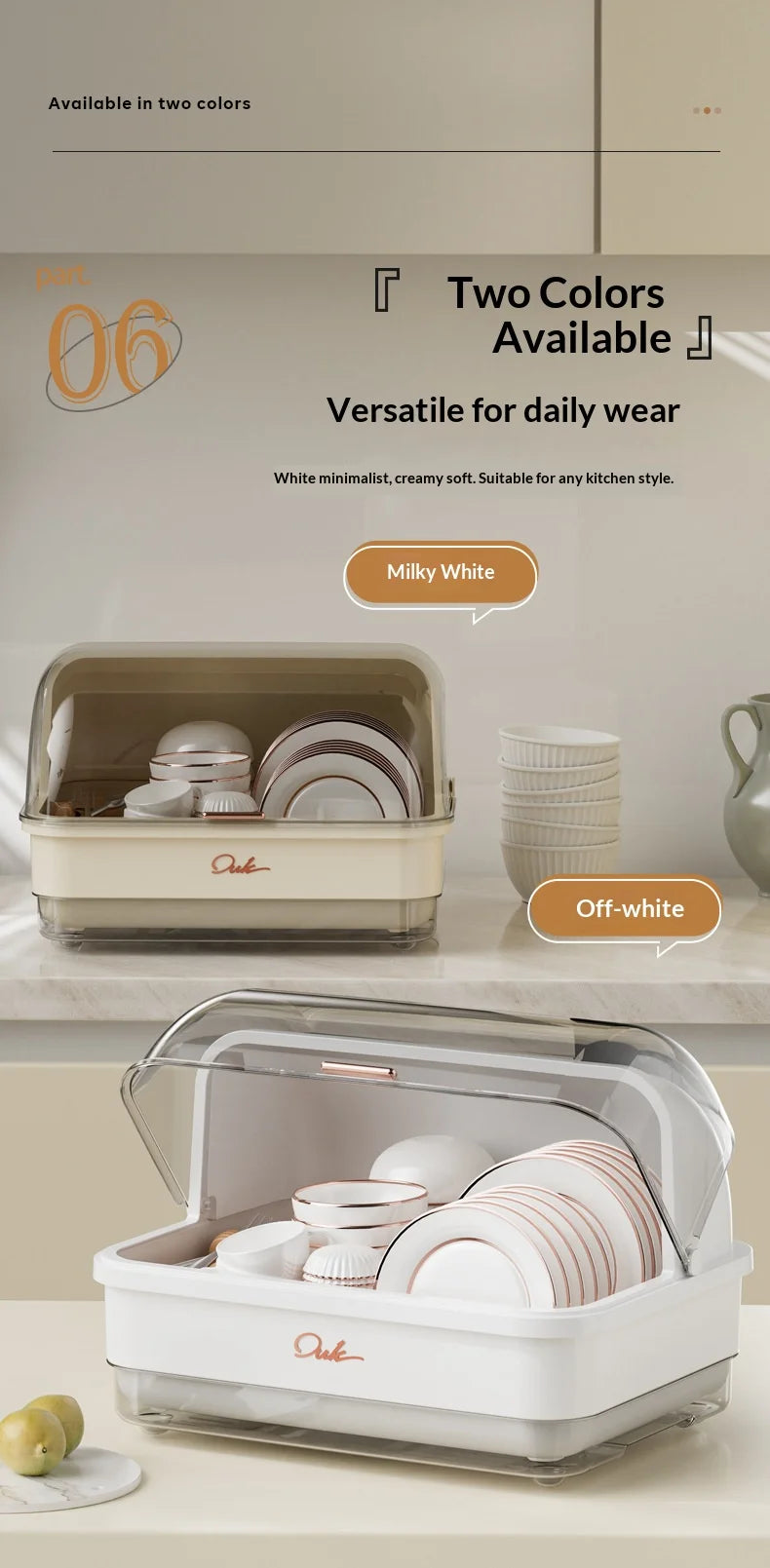 Kitchen Flip-up Drainer Dish Cabinet Household Multi-functional Moisture-proof Storage Organizer for Bowls and Utensils