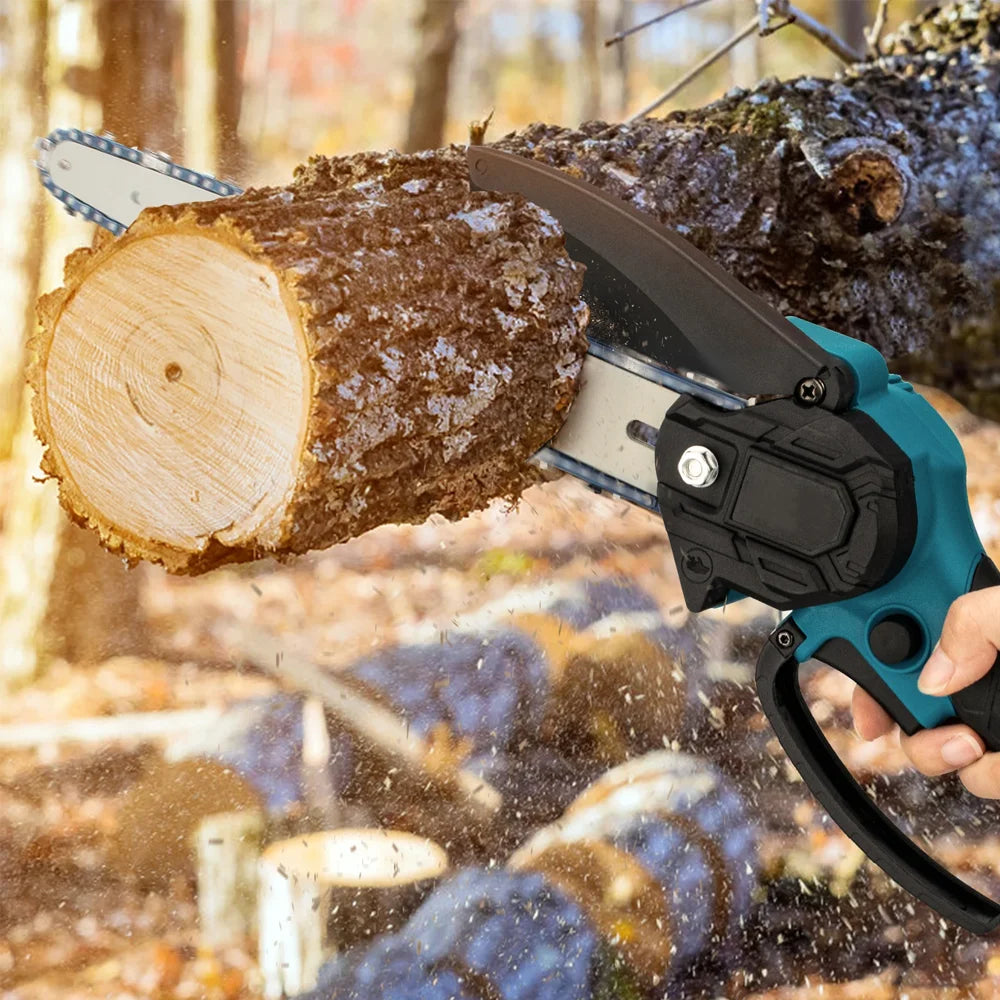 1700RPM 6 Inch Mini Cordless Li-ion Chainsaw One Hand Portable Electric Tree Wood Cutter Pruning Garden Power Tool for Makita