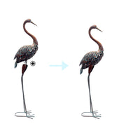 Garden crane statue outdoors, standing heron garden statue, metal tall bird art garden sculpture for patio lawn patio ornaments