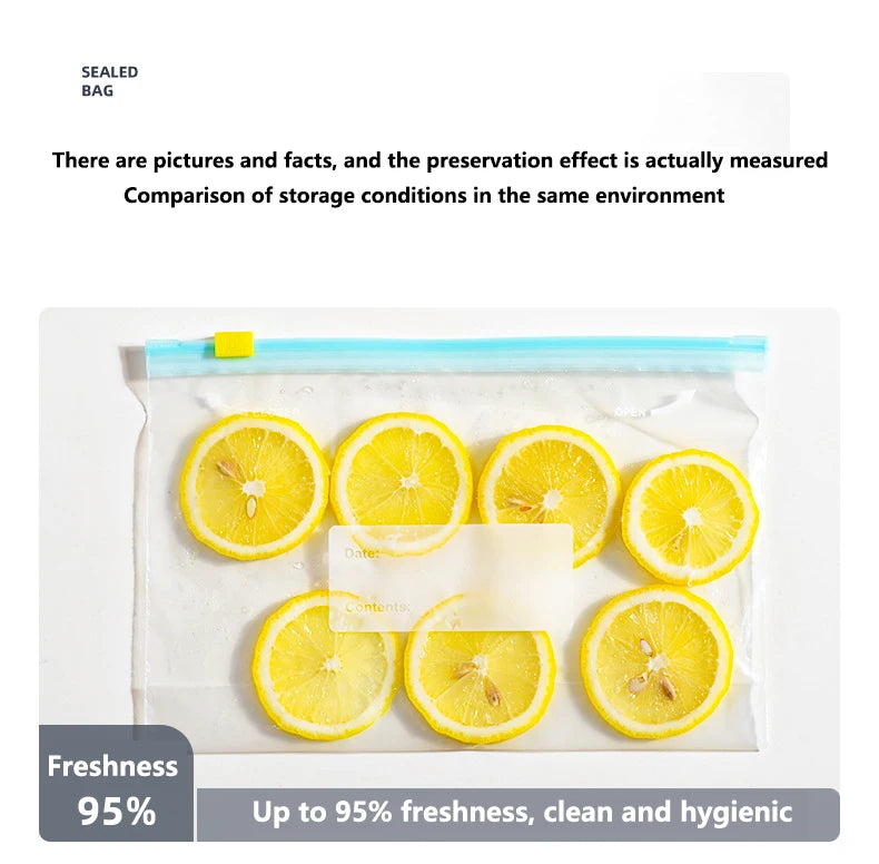 Reusable Storage Bags, Zipper Lock Bags, Food Grade Transparent Storage Bags