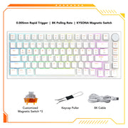 KYSONA KM82 HE Wired Gaming Keyboard Magnetic Switch 75% 82 Key 8000Hz Polling Rate PBT Ultra-Precision 0.005mm RGB For Gamer