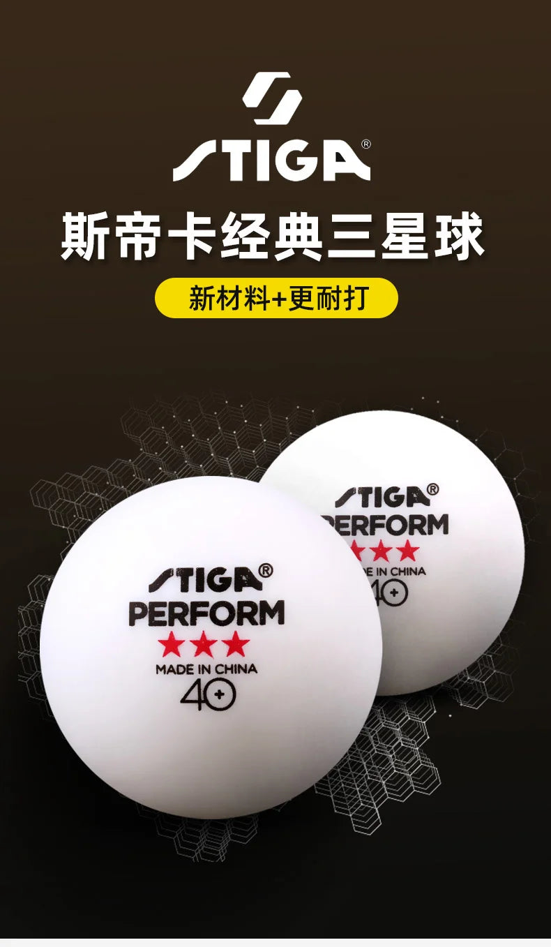 STIGA 3 Stars 40+ Table Tennis Balls ITTF ABS New Material Seamed Ping Pong Balls High Elasticity Durable Training Match Balls